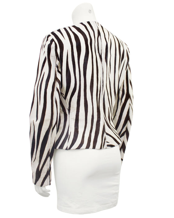White and Brown Flat Cow Hide Zebra Jacket