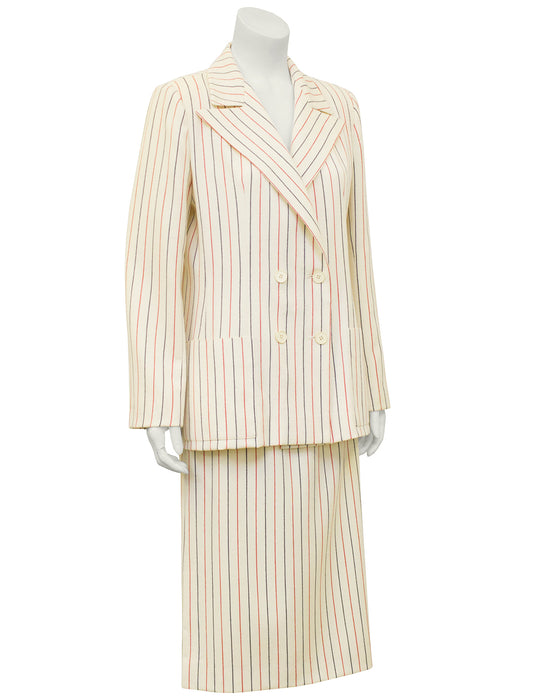 Cream Pin Stripe Wool Suit