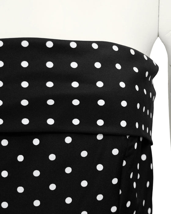 Black and White Strapless Polka Dot Cocktail Dress