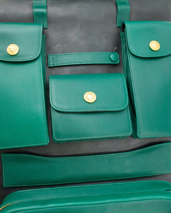 Dark Green Leather Travel Bag