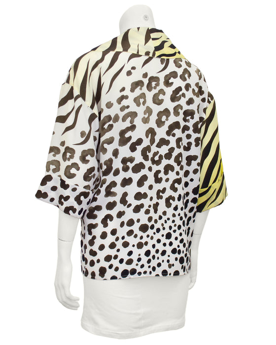 Leopard and Tiger Print Short Sleeve Blouse