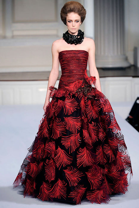 Red and Black Fall 2009 Strapless Cocktail Dress