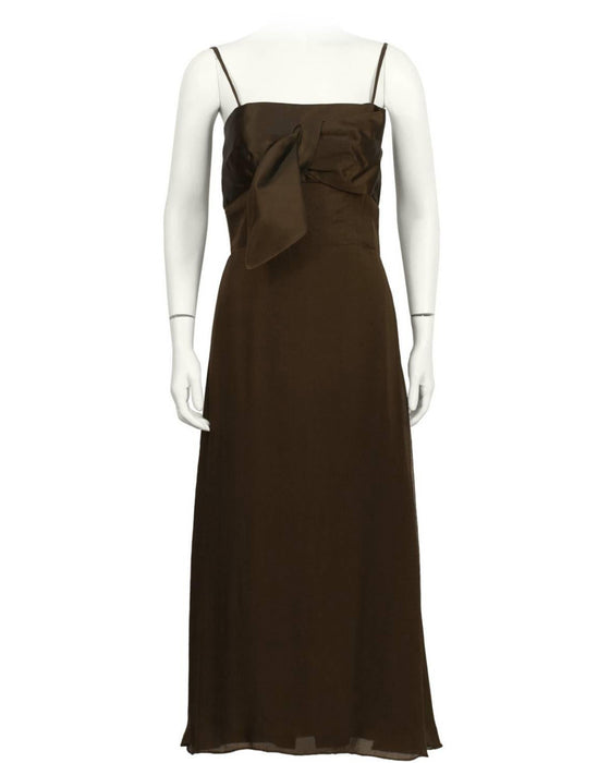 Brown Evening Dress with Shawl