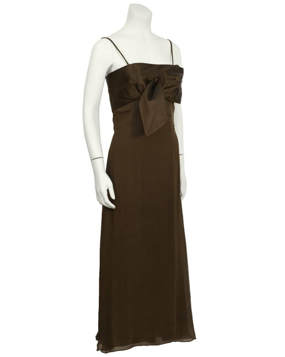 Brown Evening Dress with Shawl