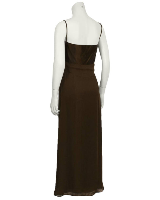 Brown Evening Dress with Shawl