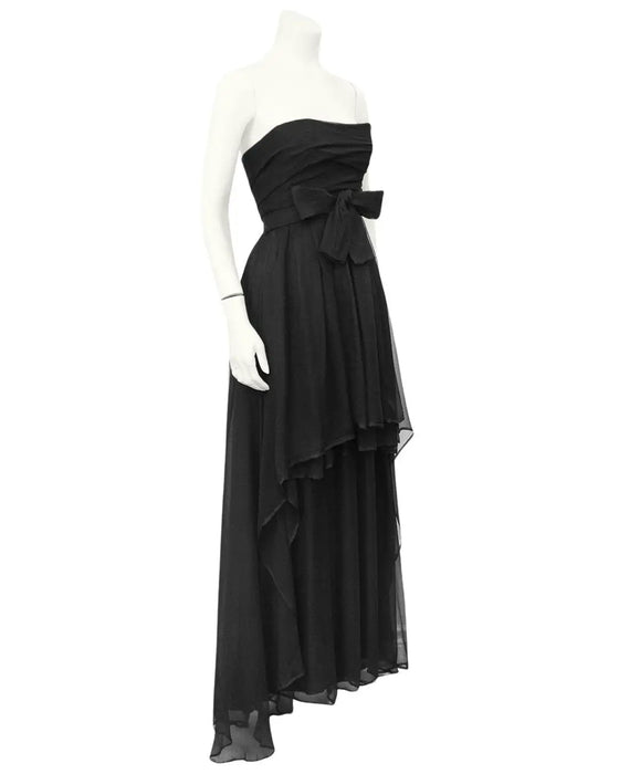 Black Silk Chiffon "Bella" Gown
