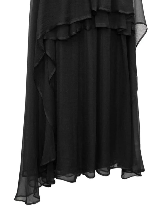 Black Silk Chiffon "Bella" Gown