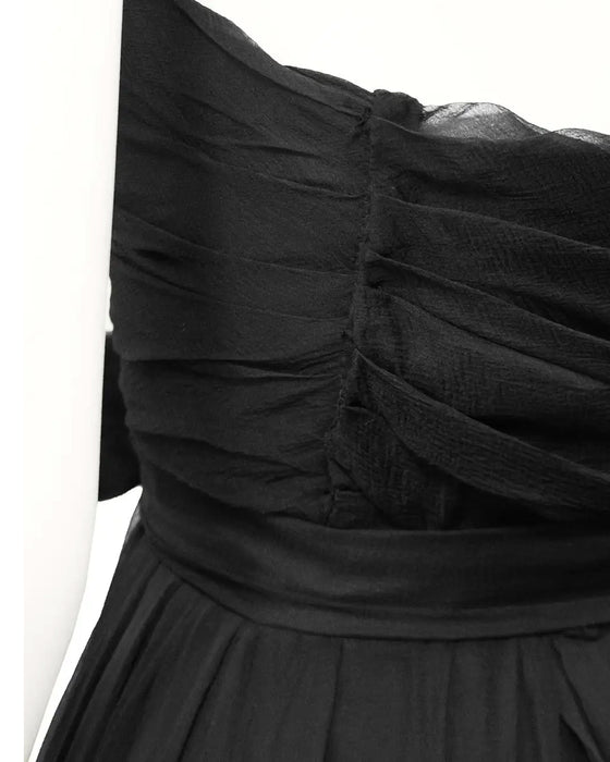 Black Silk Chiffon "Bella" Gown