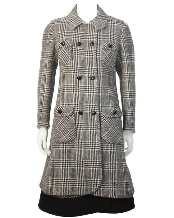 Black & White Bonded Wool Glen Check Dress and Coat Set