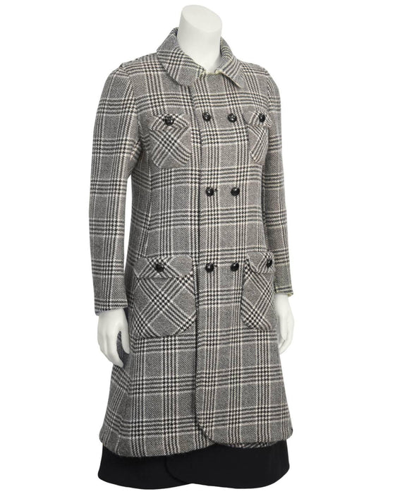 Black & White Bonded Wool Glen Check Dress and Coat Set