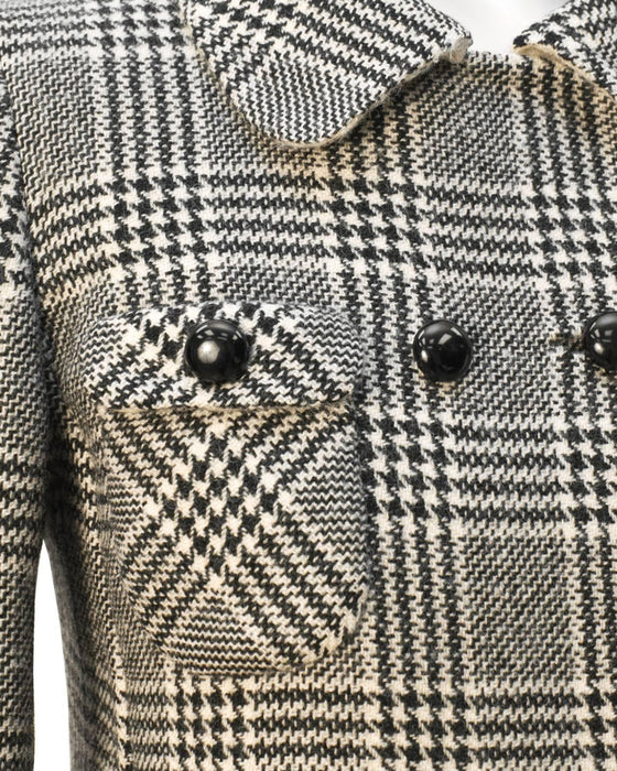 Black & White Bonded Wool Glen Check Dress and Coat Set