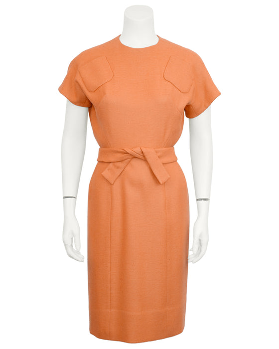 Peach Wool Dress and Jacket Ensemble