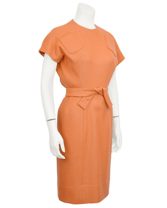 Peach Wool Dress and Jacket Ensemble