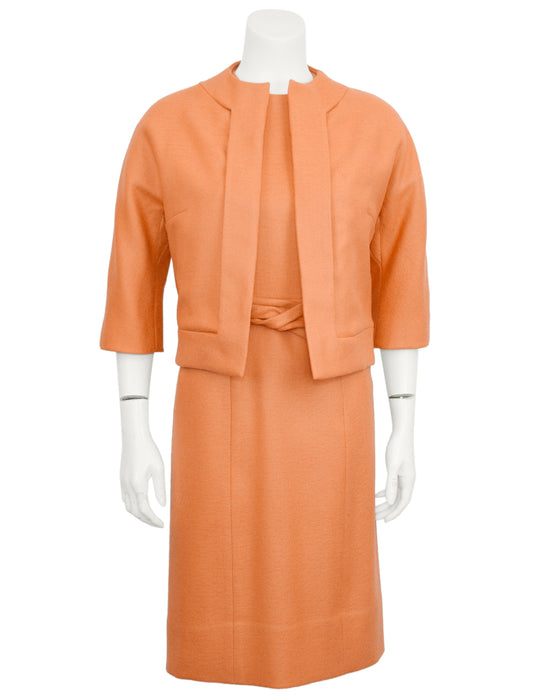 Peach Wool Dress and Jacket Ensemble