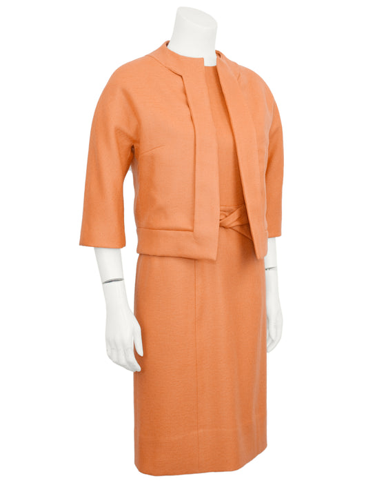 Peach Wool Dress and Jacket Ensemble