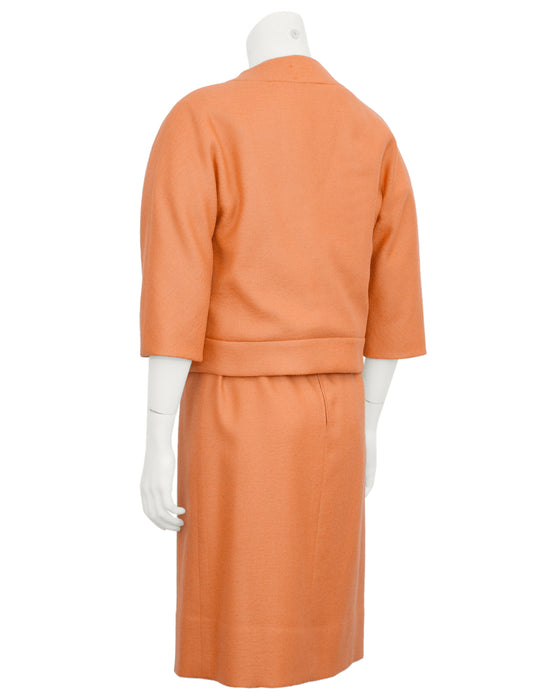 Peach Wool Dress and Jacket Ensemble