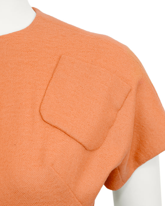 Peach Wool Dress and Jacket Ensemble