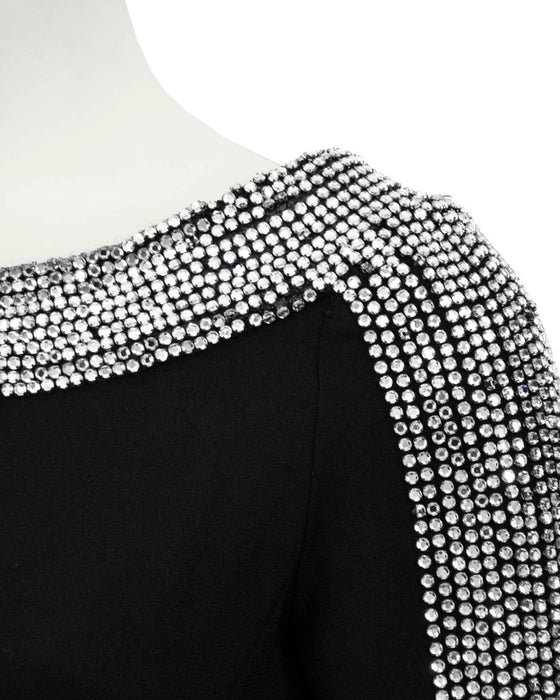 Black Dress with Rhinestone Trim