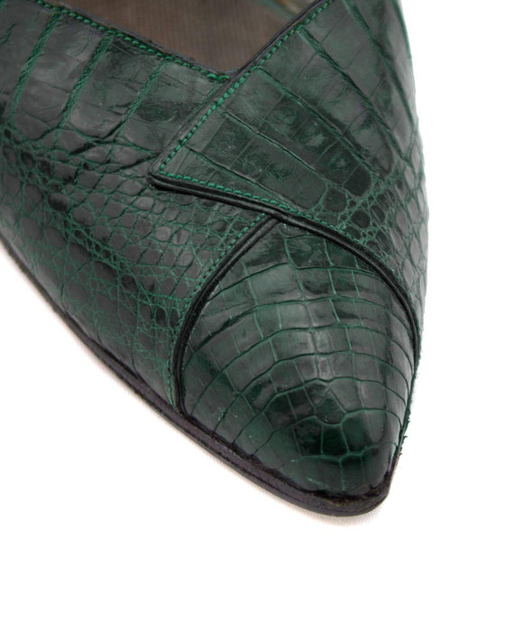 Green Exotic Skin Dorsay Style Pumps