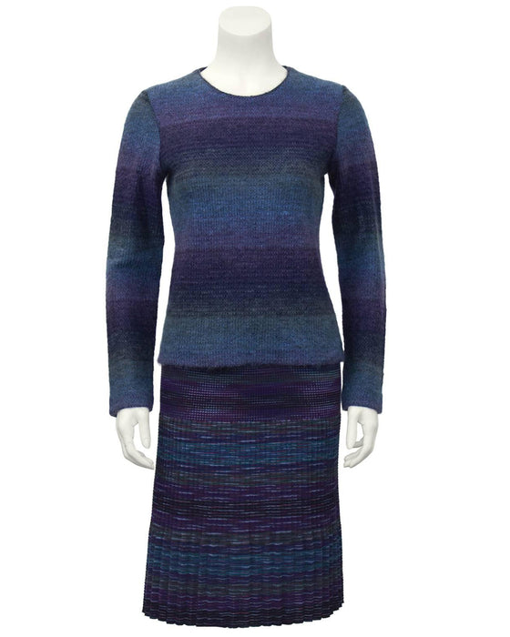 Blue and Purple 3 Piece Skirt Suit With Matching Sweater