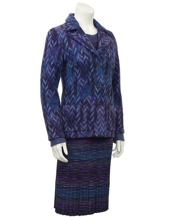 Blue and Purple 3 Piece Skirt Suit With Matching Sweater