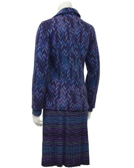 Blue and Purple 3 Piece Skirt Suit With Matching Sweater