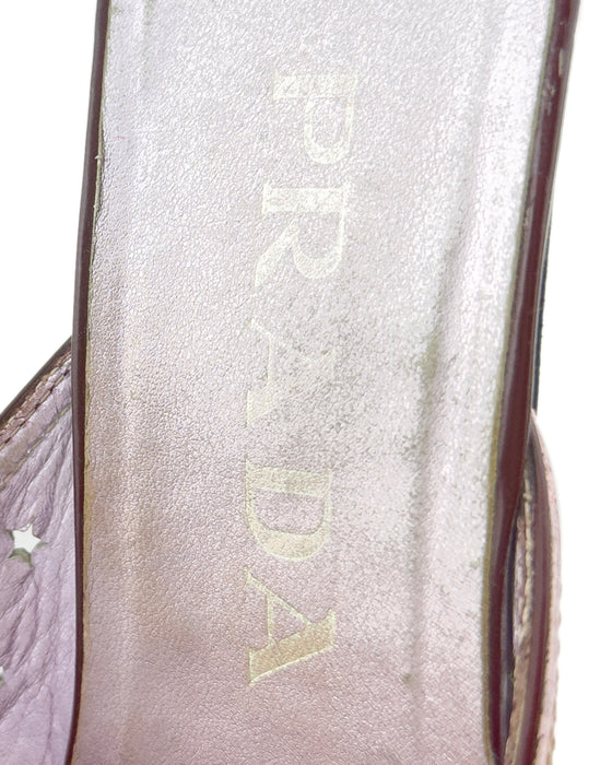 Burgundy and Tan Mules with Star Cut Outs
