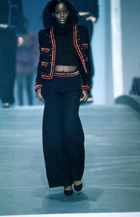 Brown Wool Boucle Jacket with Chenille Velvet Trim