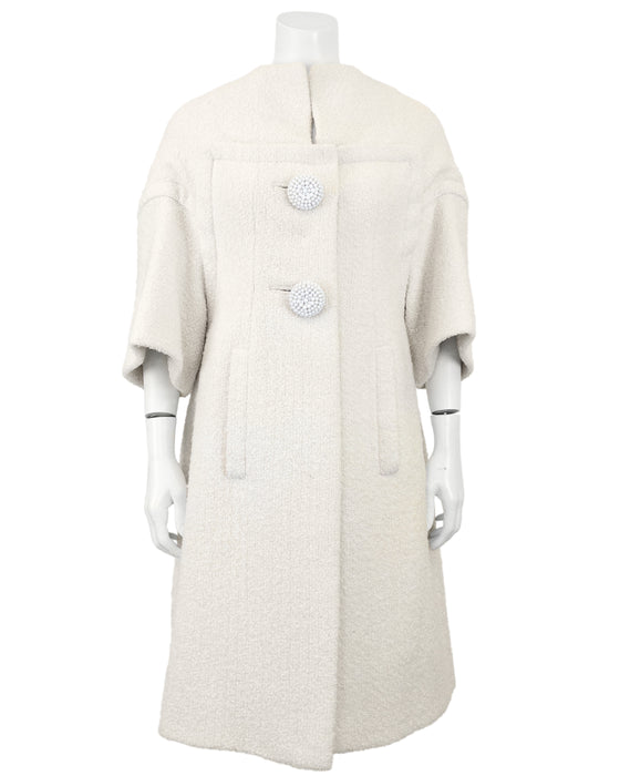 Cream Wool Bouclé Cocoon Coat