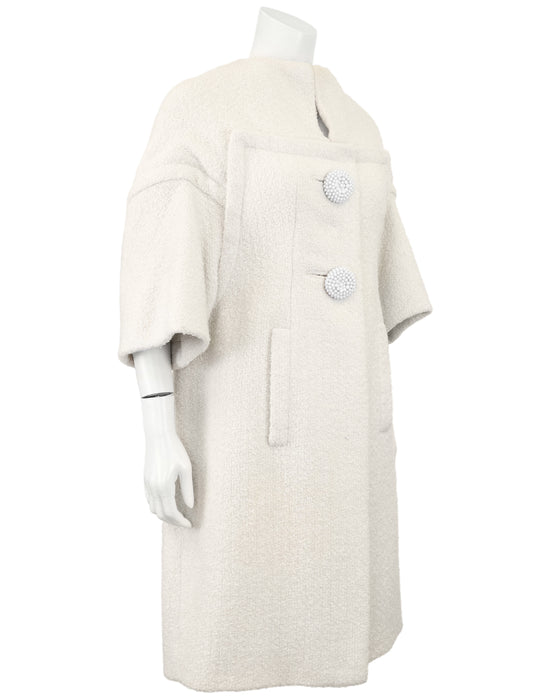 Cream Wool Bouclé Cocoon Coat