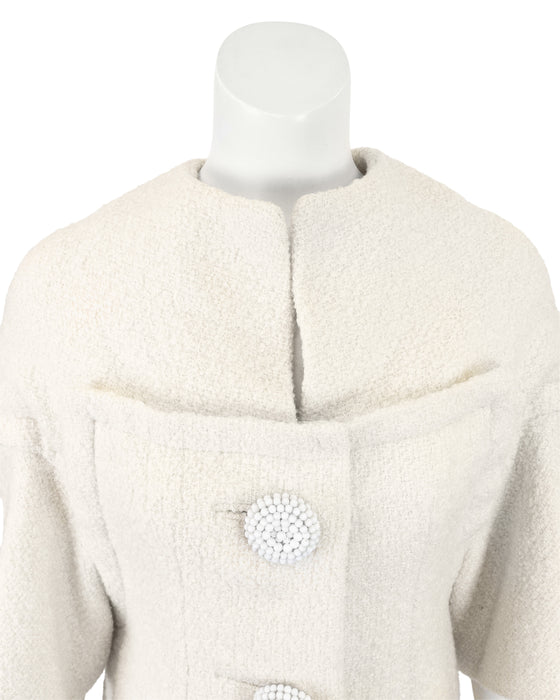 Cream Wool Bouclé Cocoon Coat