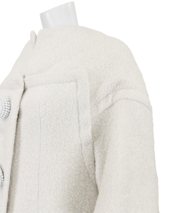 Cream Wool Bouclé Cocoon Coat