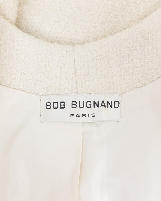 Cream Wool Bouclé Cocoon Coat