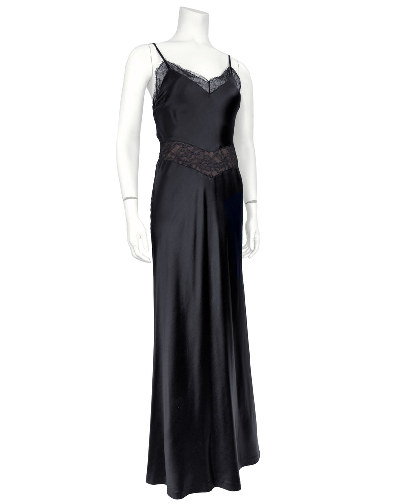 calvin klein black slip dress Silk and Lace Gown – Vintage Couture The simple Size:16.5 swatchColor:Black Which Wedding Shoes to