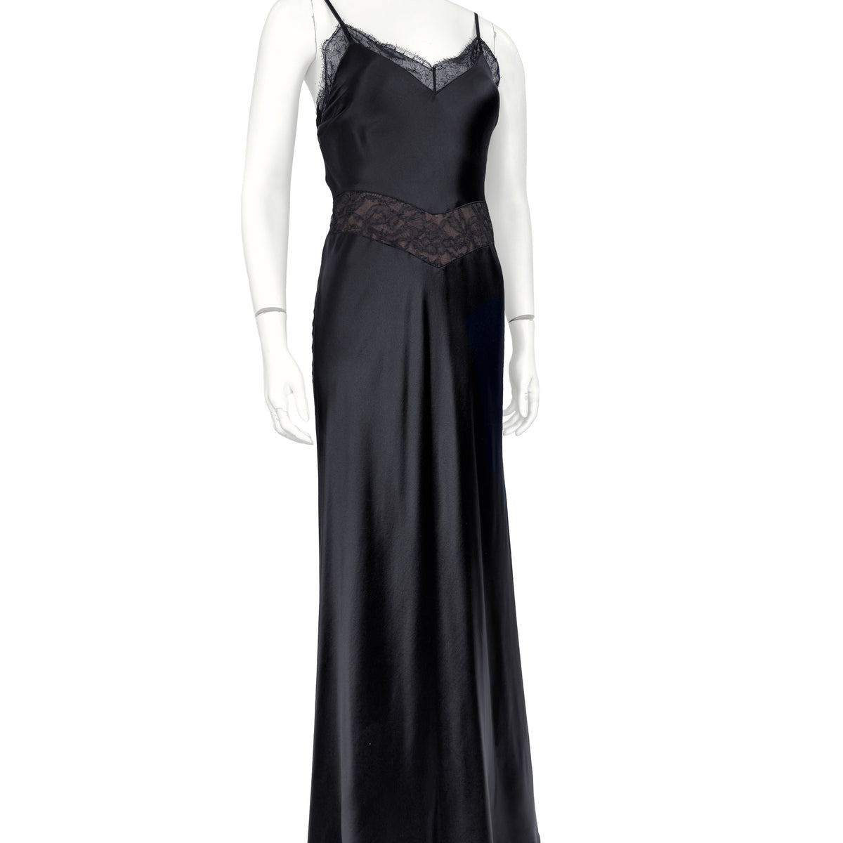 Black Silk and Lace Slip Gown Vintage Couture Black Silk and Lace Slip Gown Vintage Couture