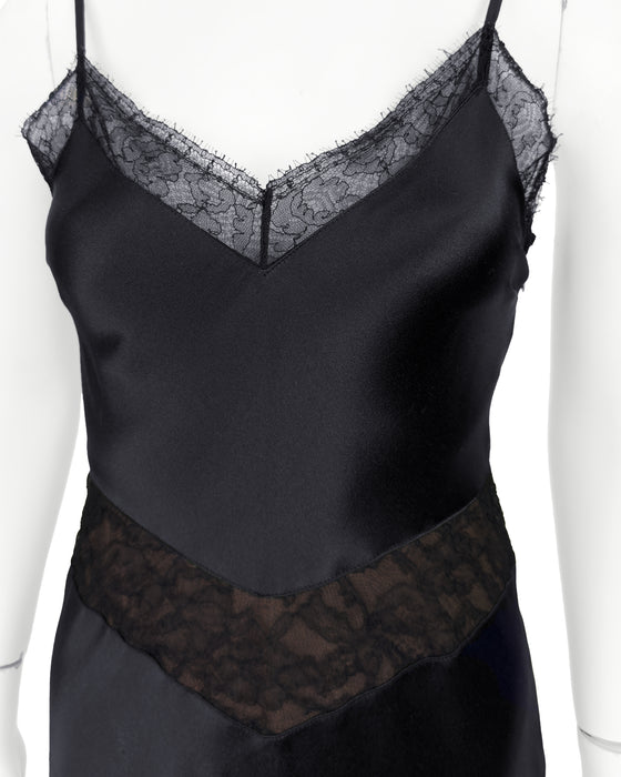 Black Silk and Lace Slip Gown