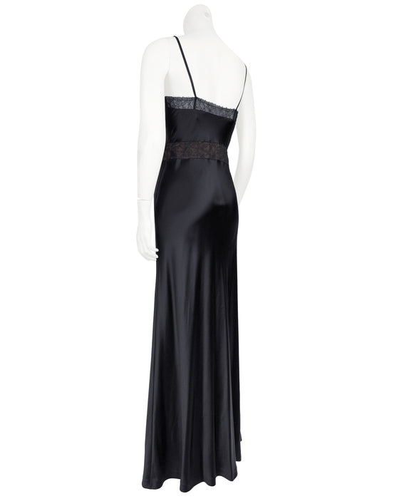 Black Silk and Lace Slip Gown