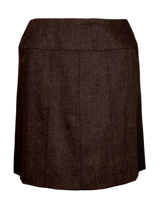 Brown Wool Skirt Suit With Long Jacket