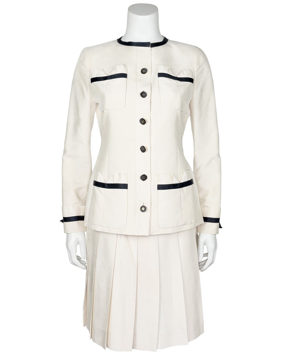 Cream Silk Jacket and Skirt Suit