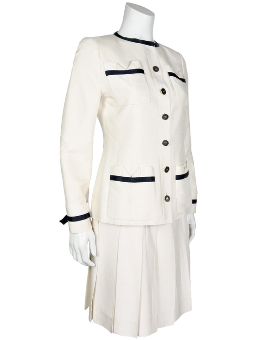 Cream Silk Jacket and Skirt Suit