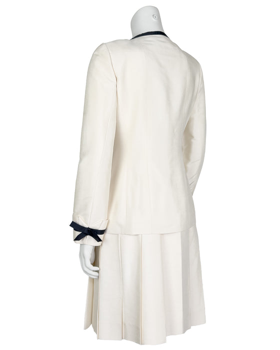 Cream Silk Jacket and Skirt Suit