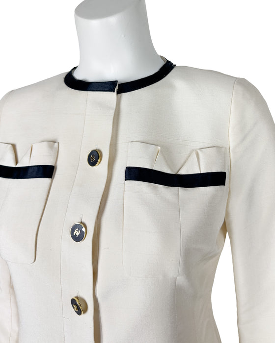 Cream Silk Jacket and Skirt Suit