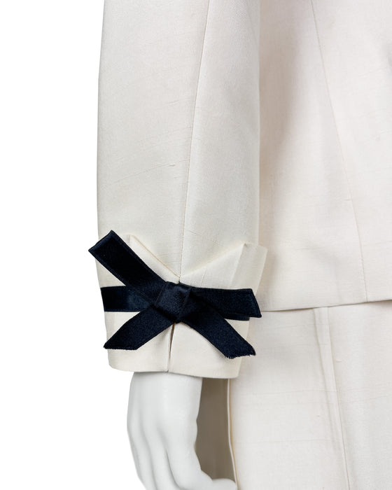 Cream Silk Jacket and Skirt Suit