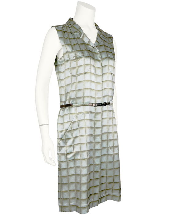 Green Sleeveless Silk Dress