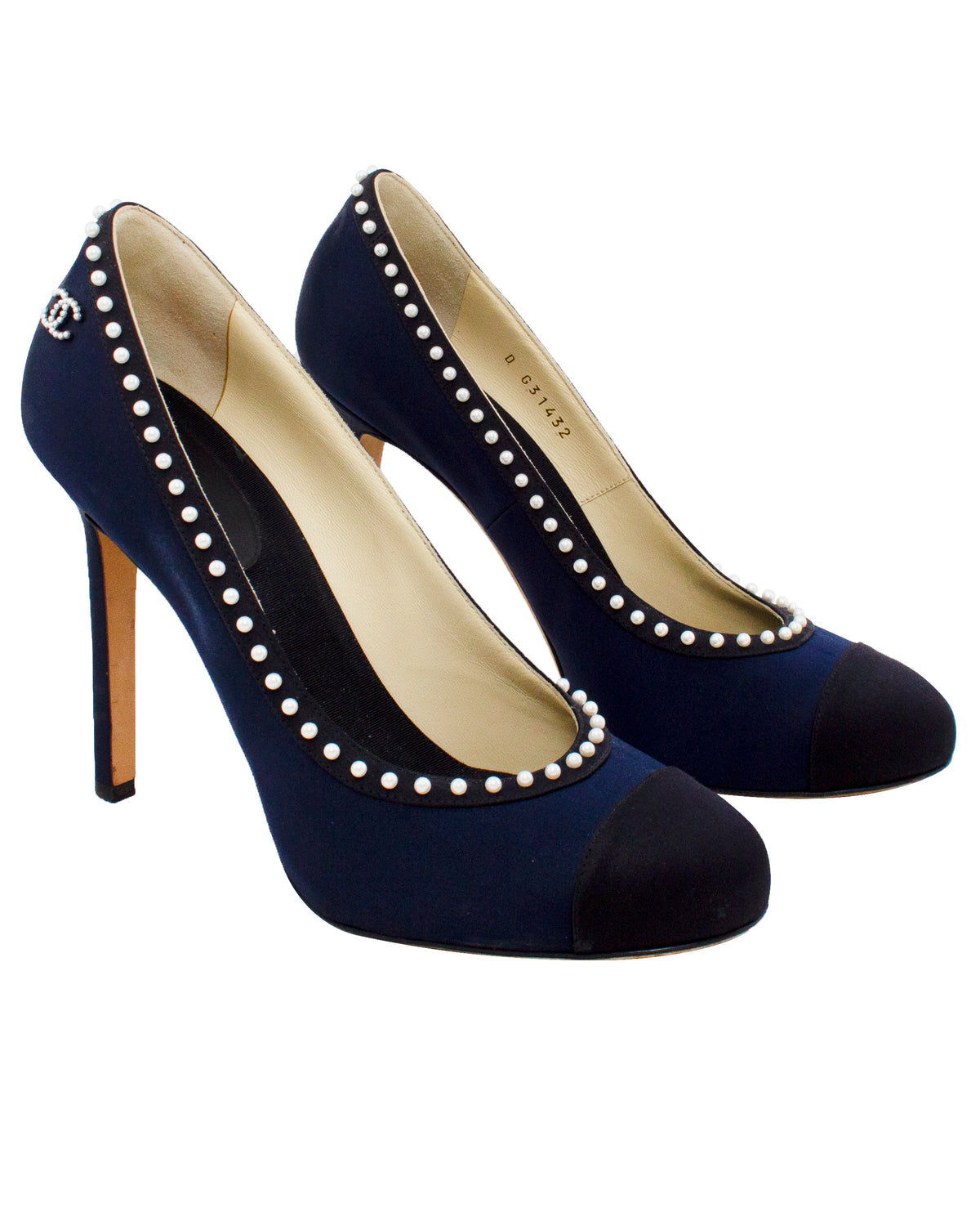 Navy and Black Evening Shoe with Pearls – Vintage Couture