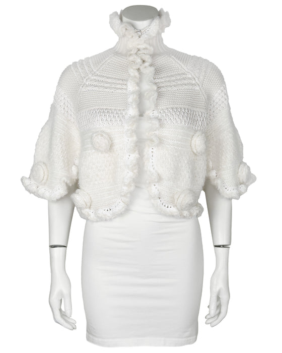 Cream Knit Bolero Style Jacket