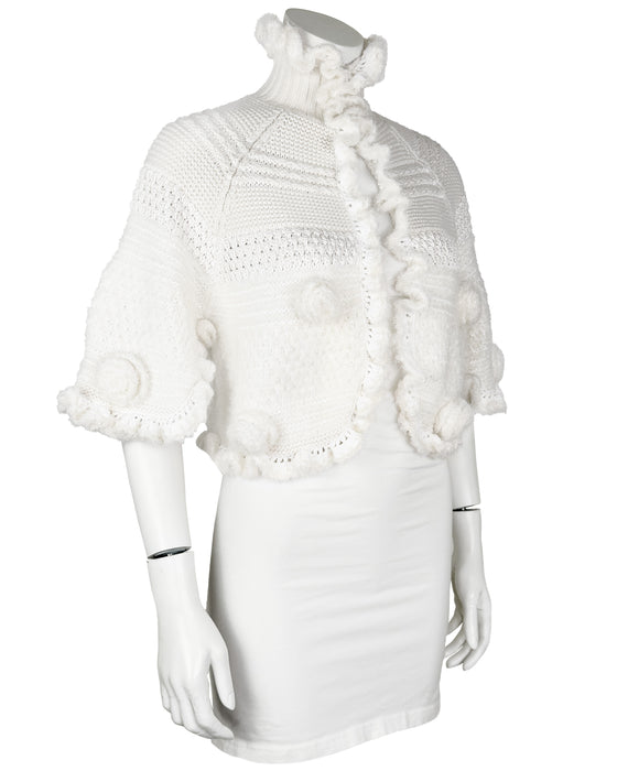 Cream Knit Bolero Style Jacket