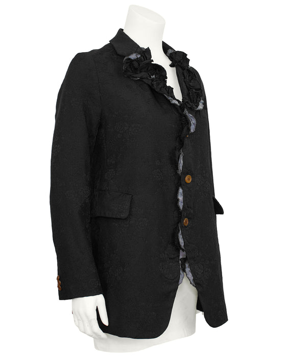 Black Jaquard Blazer with Applique