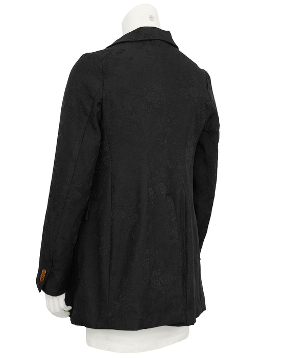 Black Jaquard Blazer with Applique