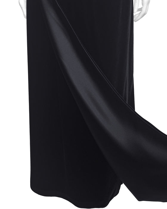 Black Velvet and Sheer Bodysuit and Skirt Ensemble